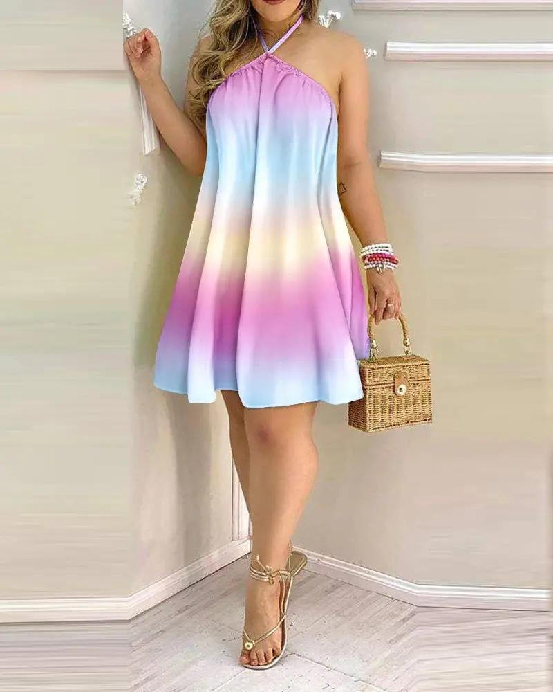 Summer Floral Off-Shoulder Halter Tie Loose Women's Dress