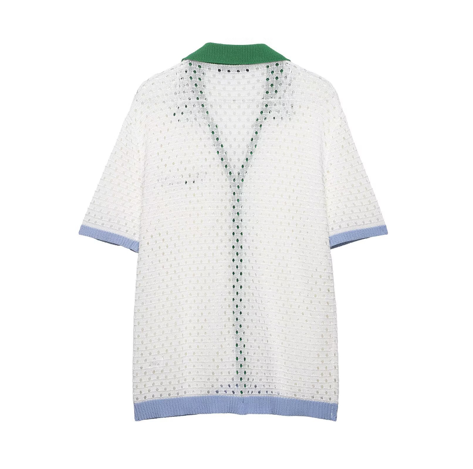Women's Knit Hollow-Out Short-Sleeve Cardigan and Shorts Set