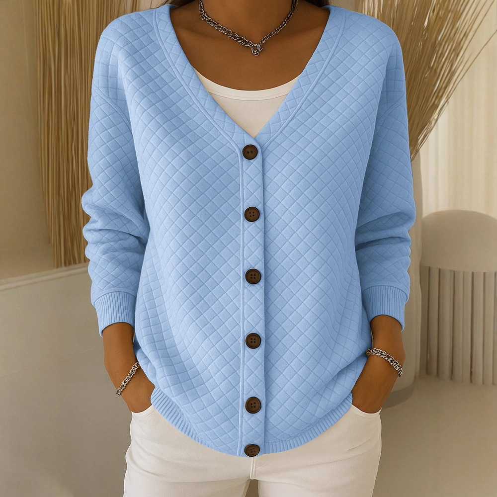 Women's Plaid Long Sleeve Cardigan Knit Sweatshirt Jacket