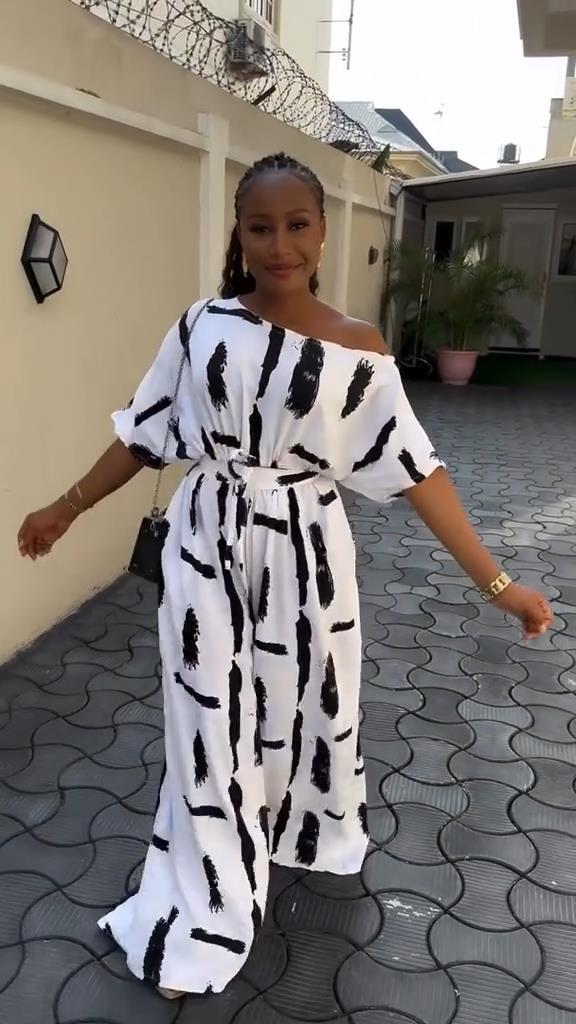 Women's Plus Size Off-Shoulder Printed Short-Sleeve Jumpsuit