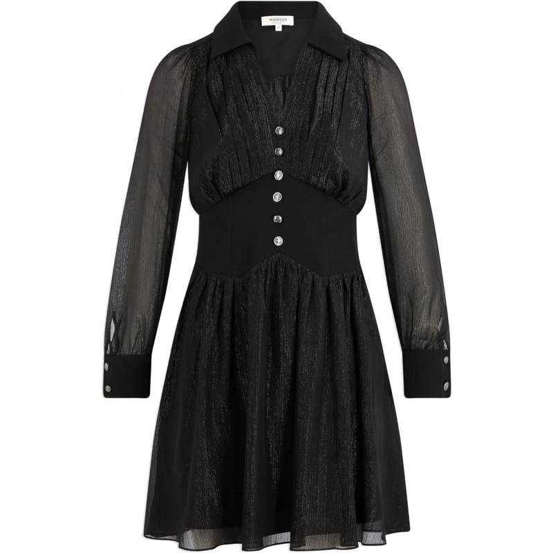 Elegant Collared Long Sleeve Midi Dress