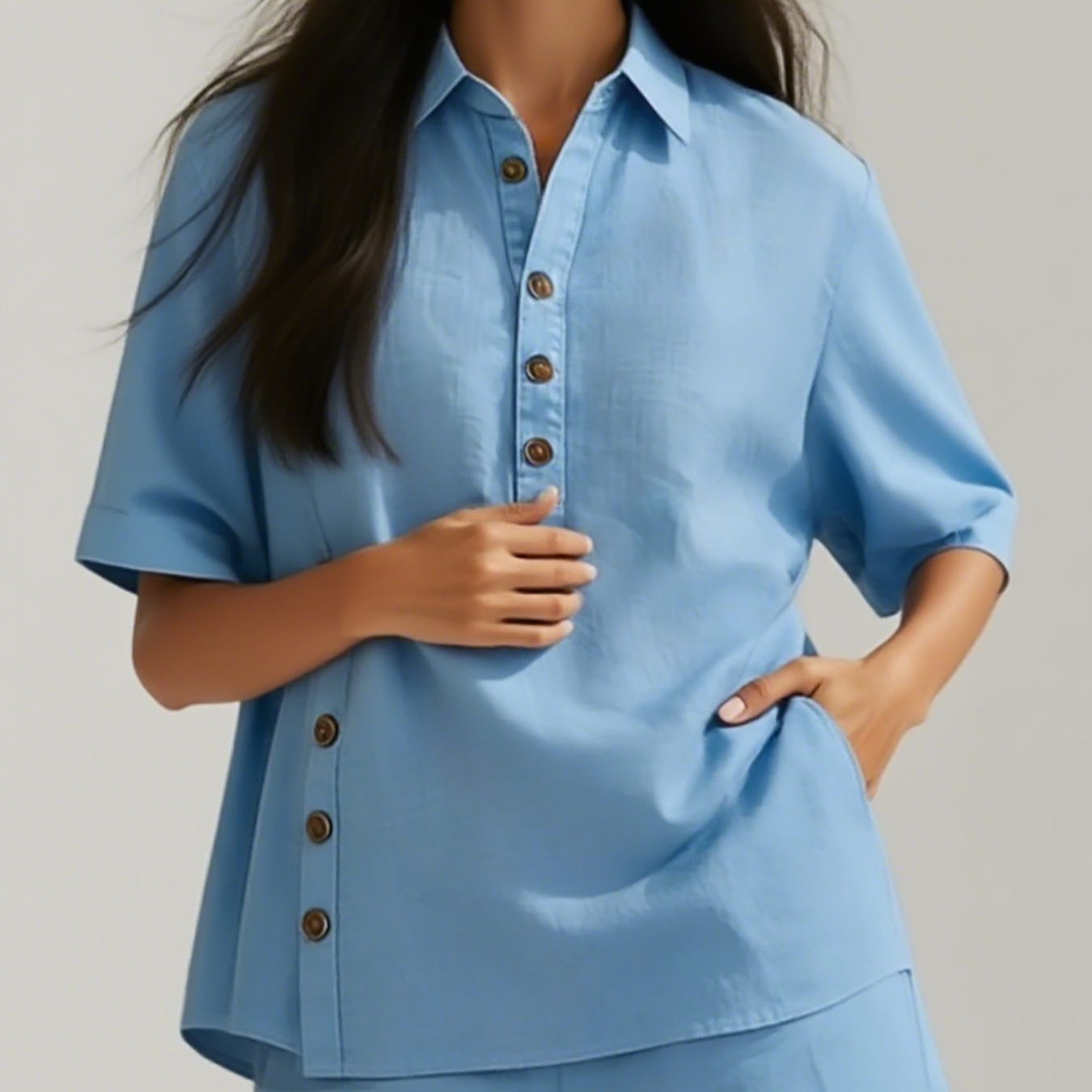 Women's Short Sleeve Shirt and Loose Pants Two-Piece Set