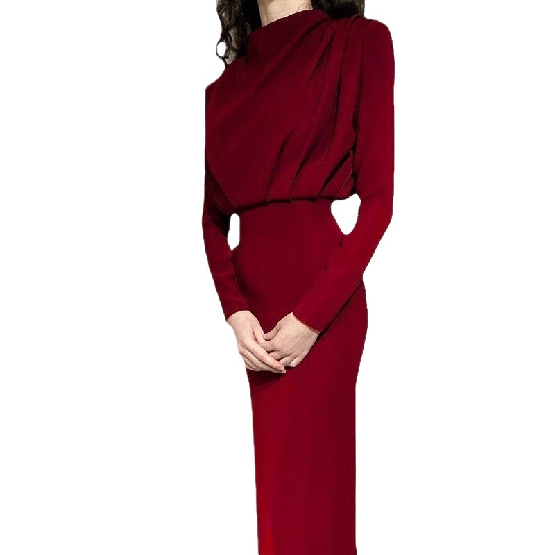 Women's Solid Color Long Sleeve High Waist Bodycon Dress