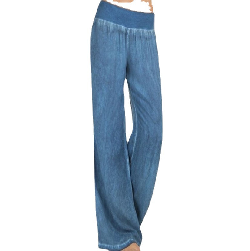 Women's Plus Size Wide-Leg Jeans Lightweight Tencel Denim Pants