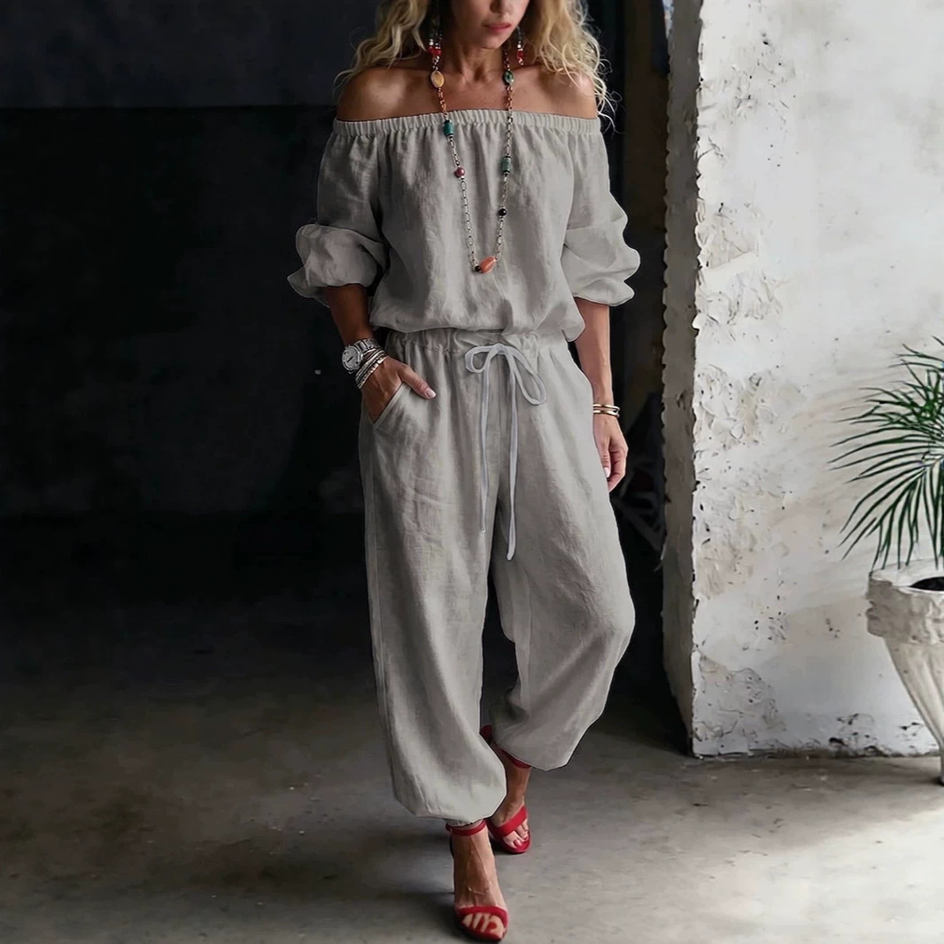 Off-Shoulder Top and Drawstring Jogger Set