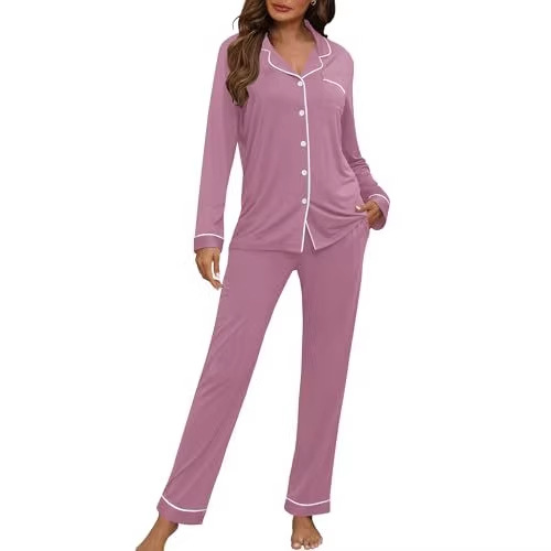 Women's Cuban Collar Polka Dot Print Long Sleeve Shirt Set