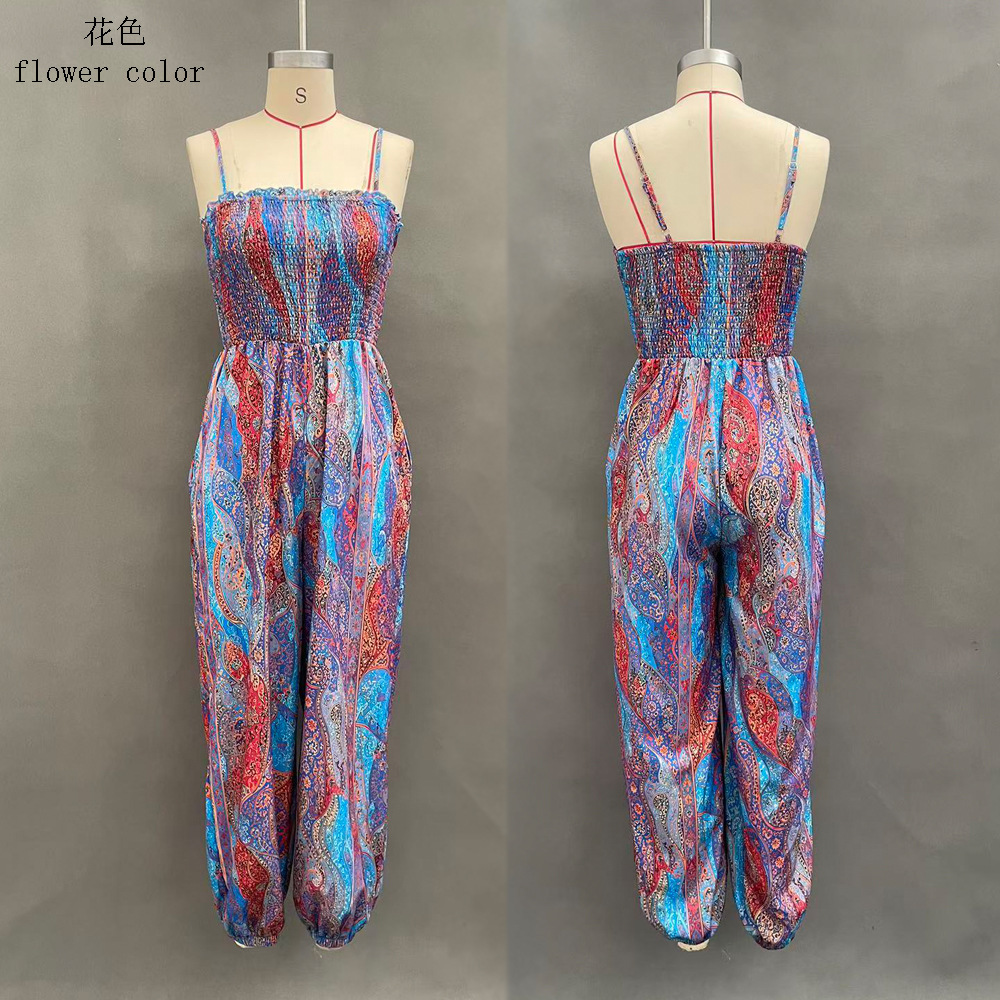 Bohemian Paisley Print Sleeveless Jumpsuit for Women