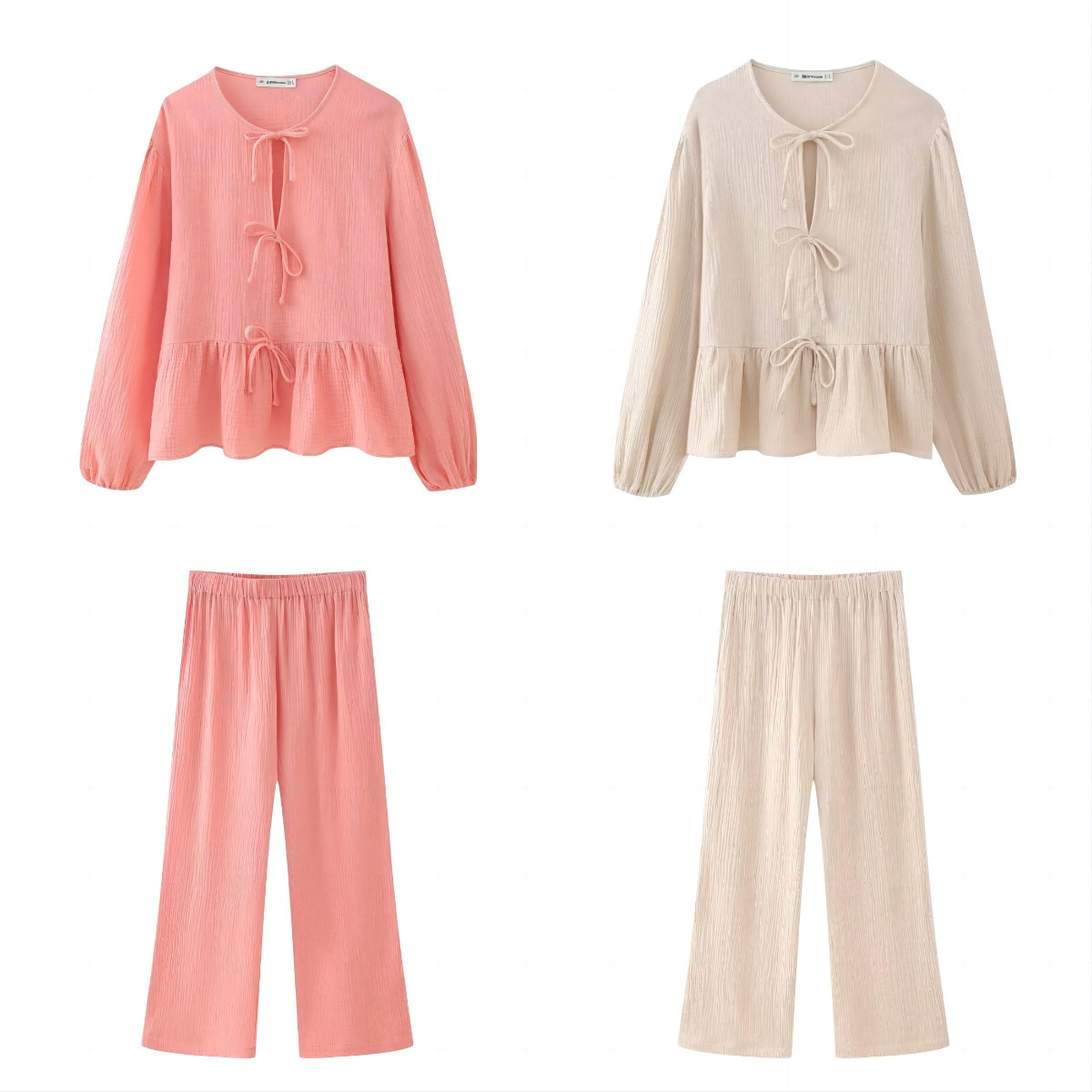 Women's Relaxed Chiffon Top and Straight-Leg Pants Set