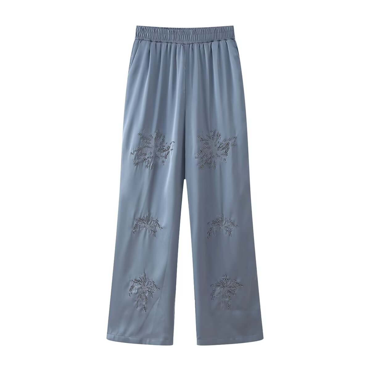 Beaded Embroidered Shirt & Straight-Leg Pants Set