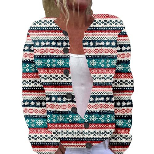 Women's Christmas Print Button Cardigan Sweater
