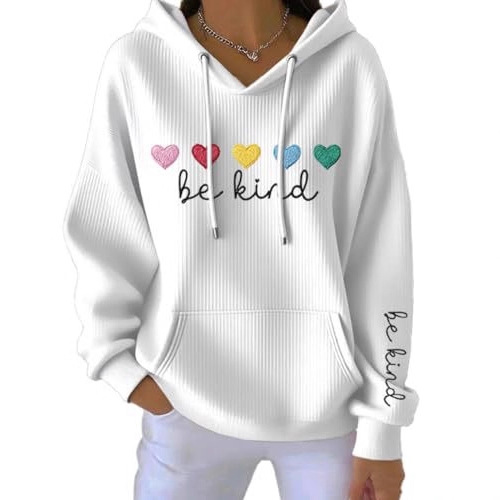 Women's Heart Be Kind Letter Print Hooded Sweatshirt