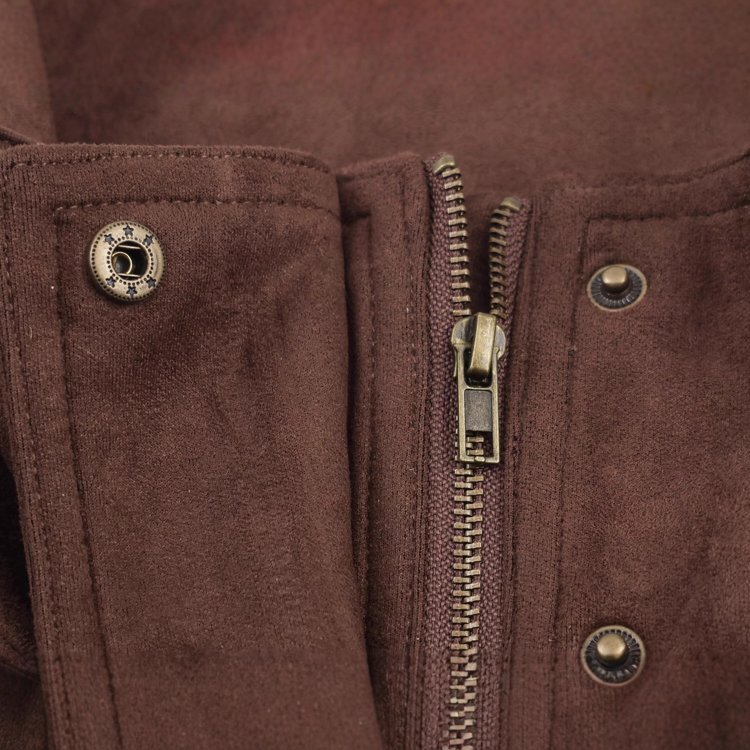 Women's Faux Suede Zip-Up Jacket with Pockets