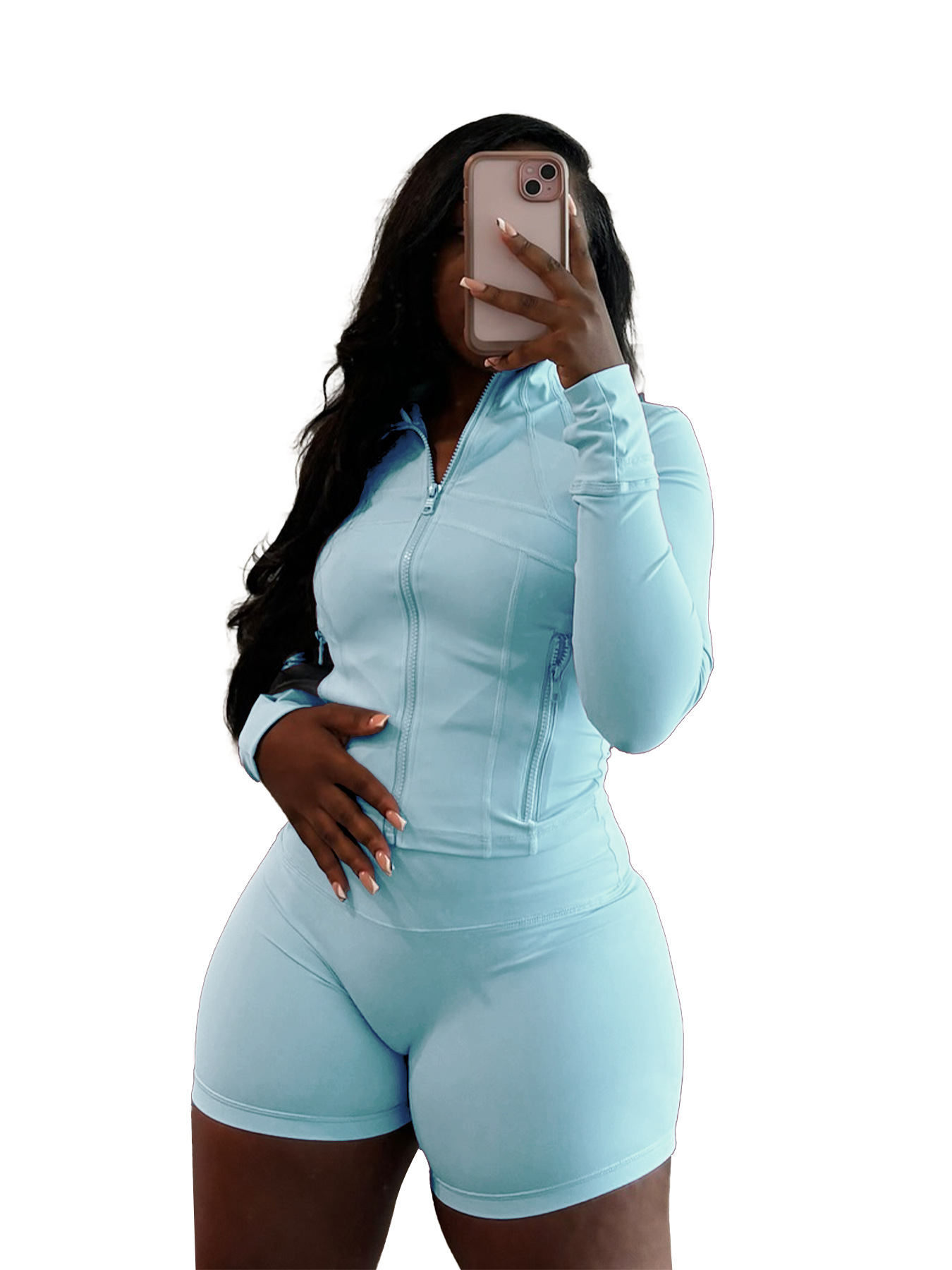 Women's Sexy Bodycon Long Sleeve & Shorts Two-Piece Set