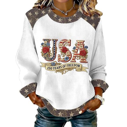 Women's USA Flag Star Print Casual Sweatshirt