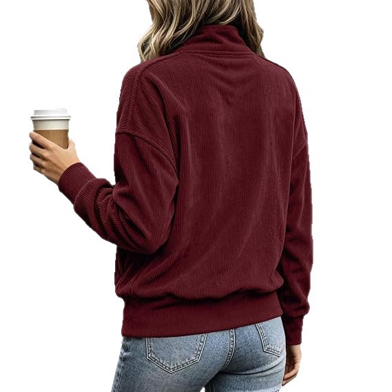 Solid Color Button-Front Long-Sleeve Hoodie with Pockets
