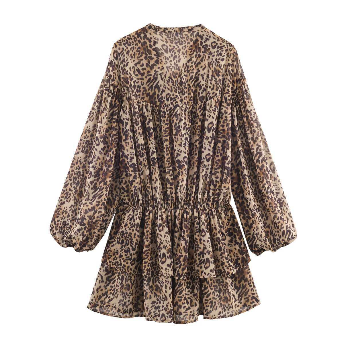 Animal Print Long Sleeve Midi Dress