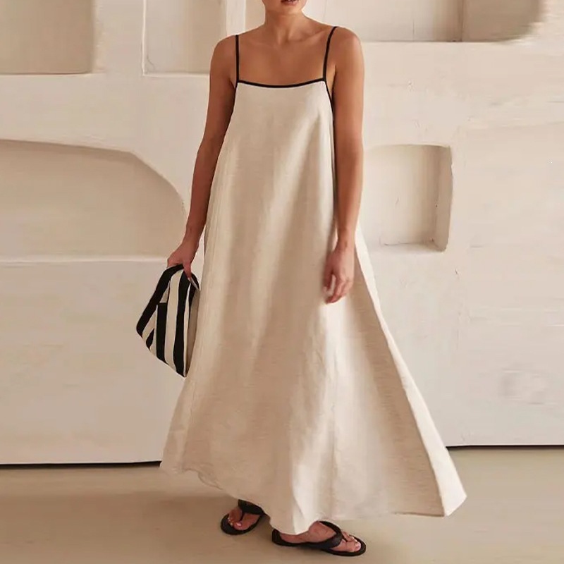 Women's Solid Color Sleeveless Cami Maxi Dress