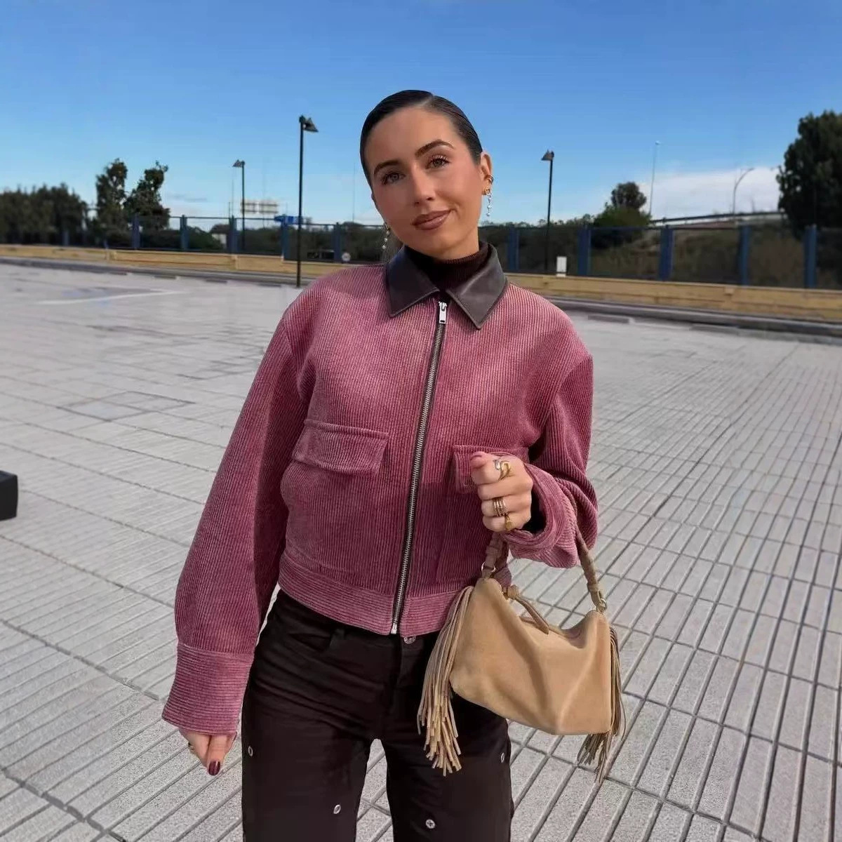 Women's American Retro Zip-Up Loose Jacket
