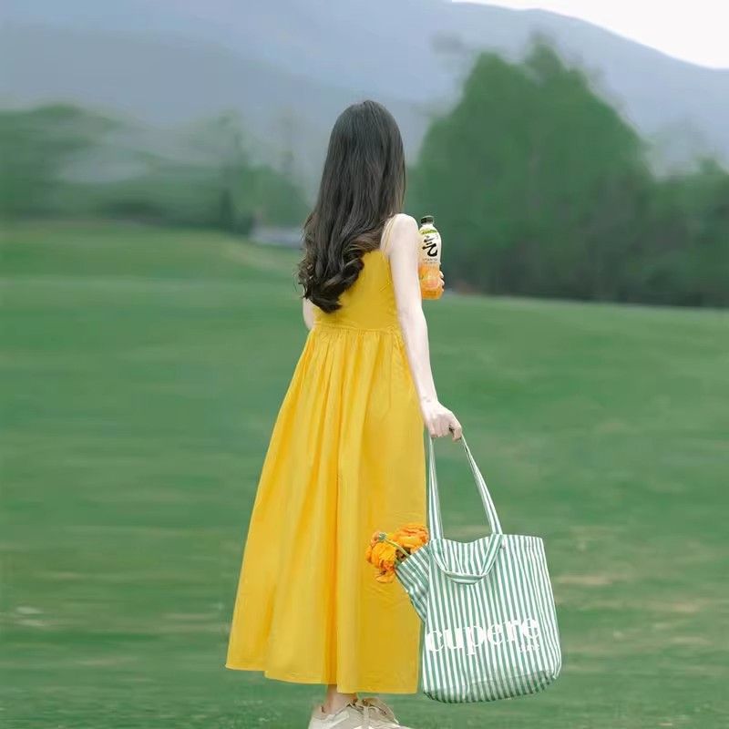 Women's Sleeveless Open-Back A-Line Maxi Dress for Beach Vacation