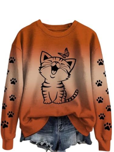 Women's Cute Cat Paw Print Casual Sweatshirt