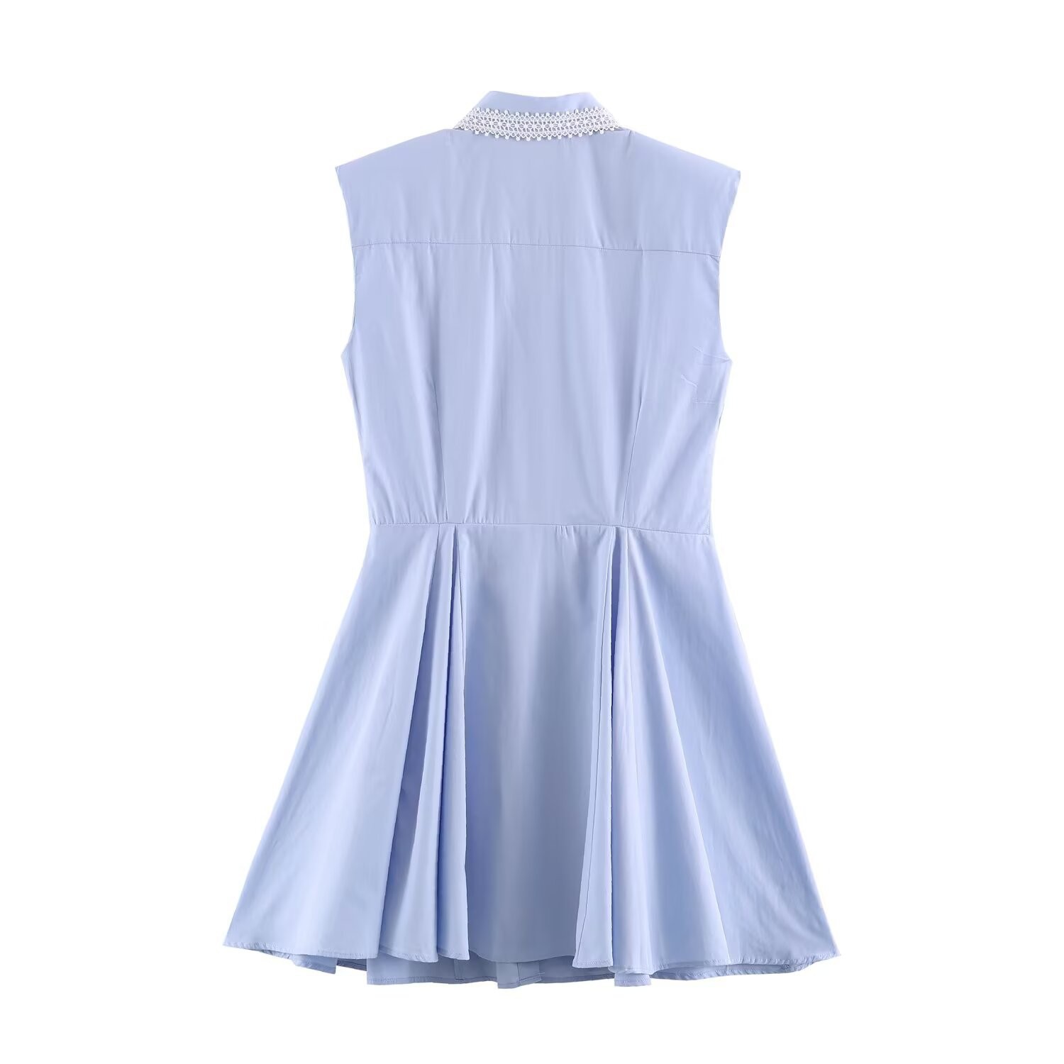 Women's Sleeveless Collared Shirt Dress A-Line Solid