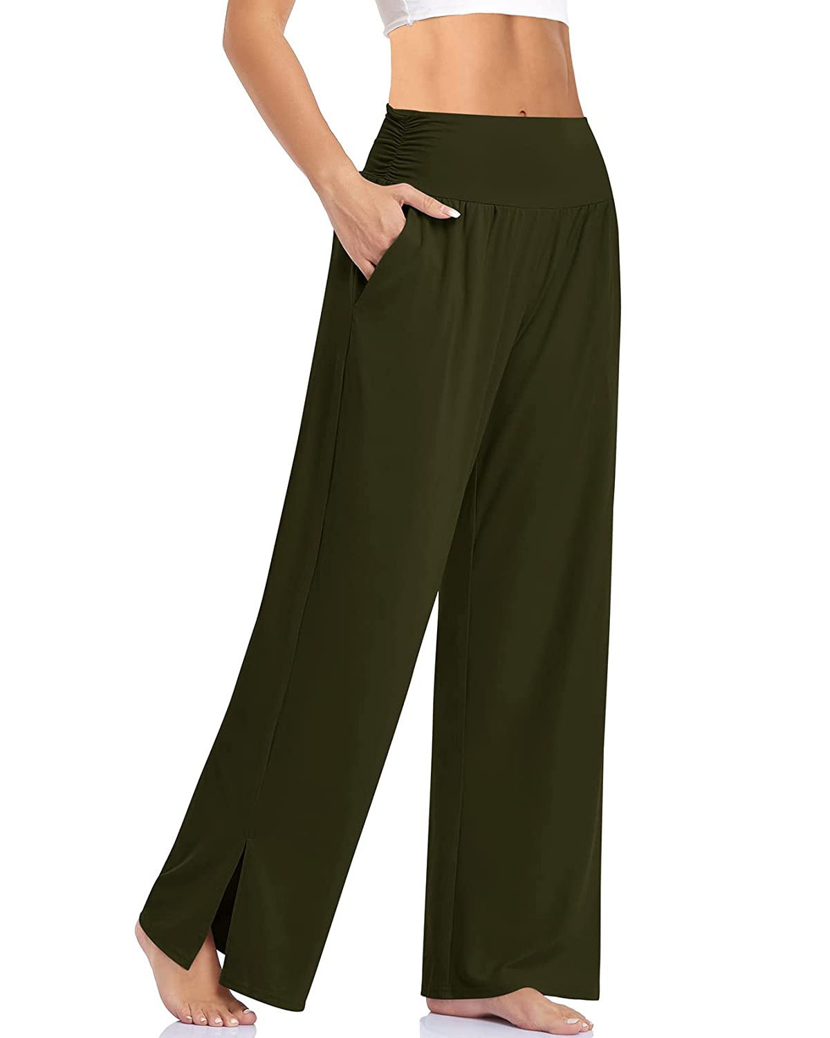 Women's Wide-Leg Loose Yoga Pants with Pockets