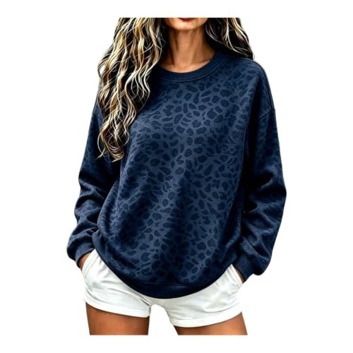 Leopard Polka Dot Print Crewneck Long Sleeve Pullover Sweatshirt
