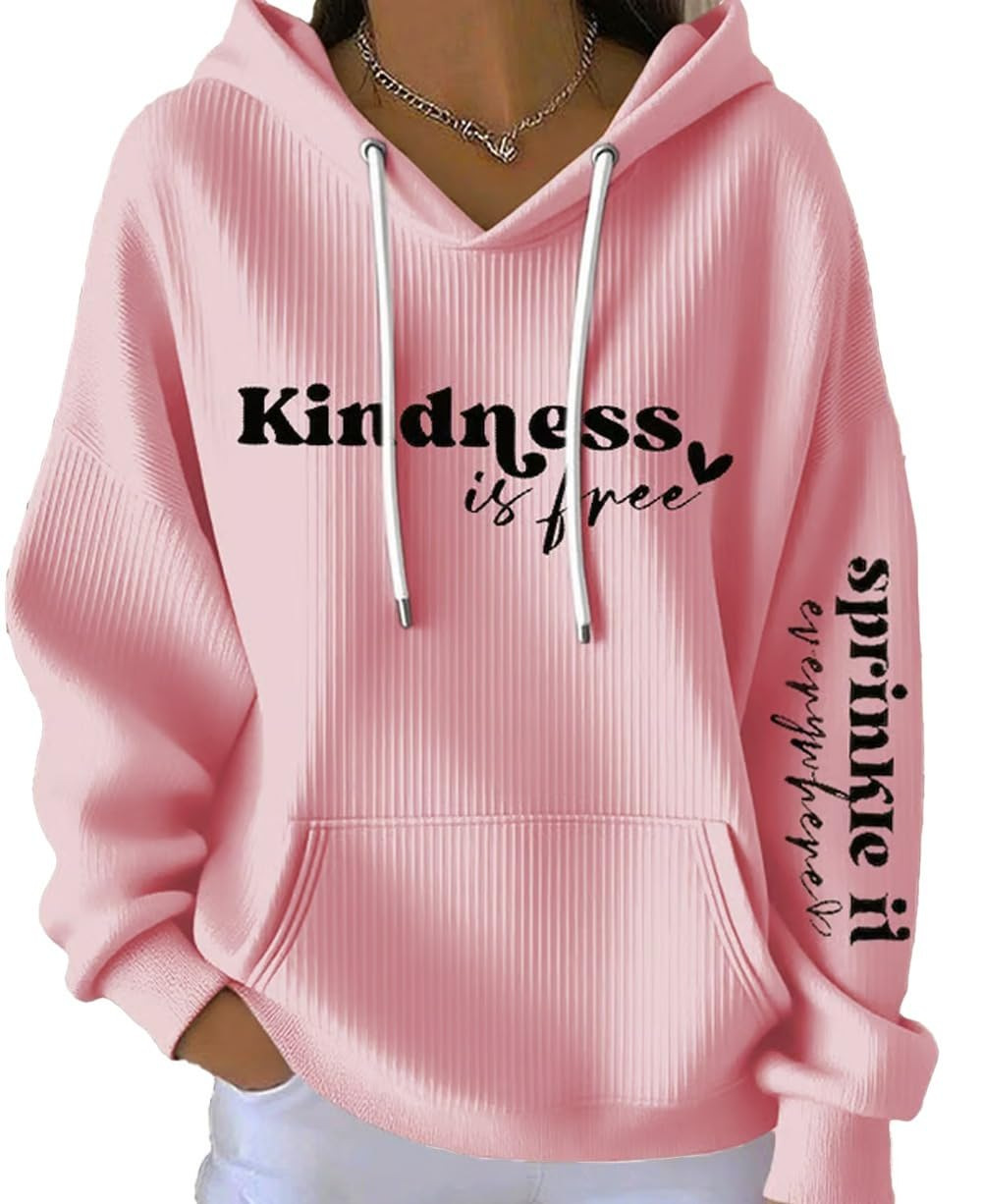 Kindness Heart Print Women's Casual Hoodie