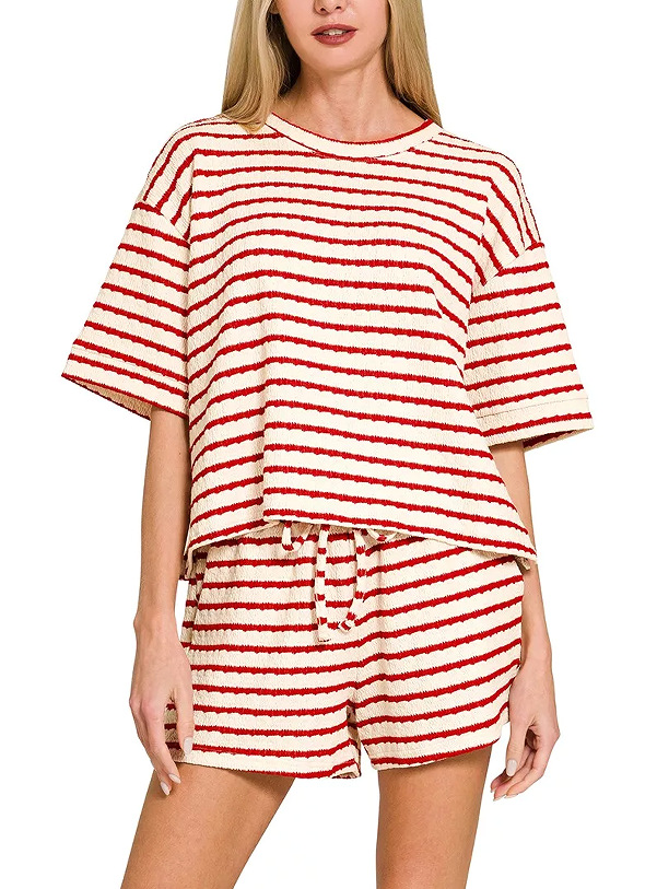 Striped Crewneck Short Sleeve & Shorts Set