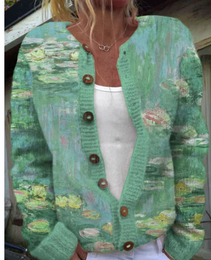 Women's Floral Print Button Cardigan Sweater
