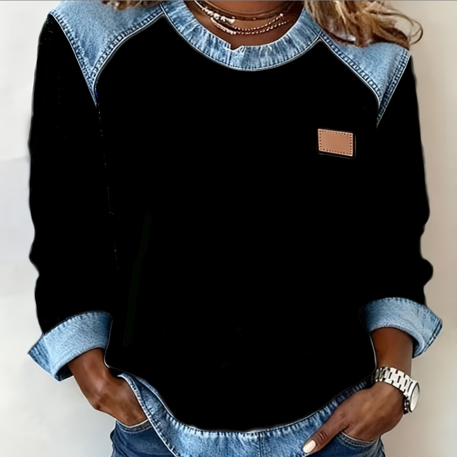 Women's Leopard Print Crewneck Sweatshirt Waffle Knit Long Sleeve