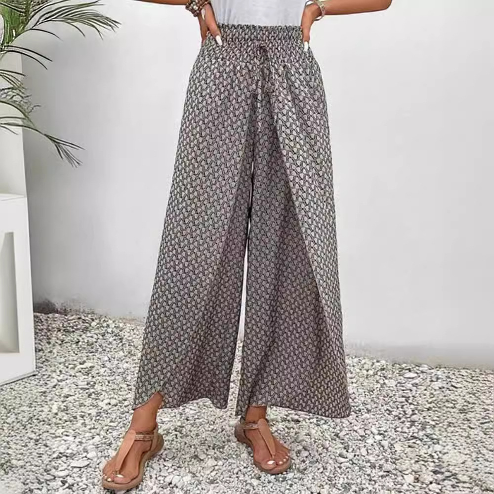 Women's Boho Wide-Leg Pants High Waist Loose Fit