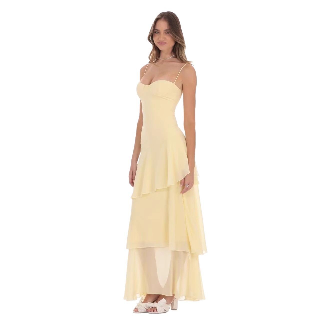 Women's Tie-Strap Sleeveless Long Dress Casual Vacation Solid Color