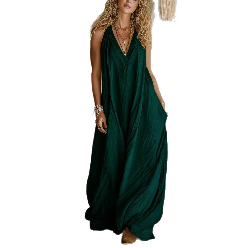 Women's Casual Sleeveless Loose Long Dress with Pockets