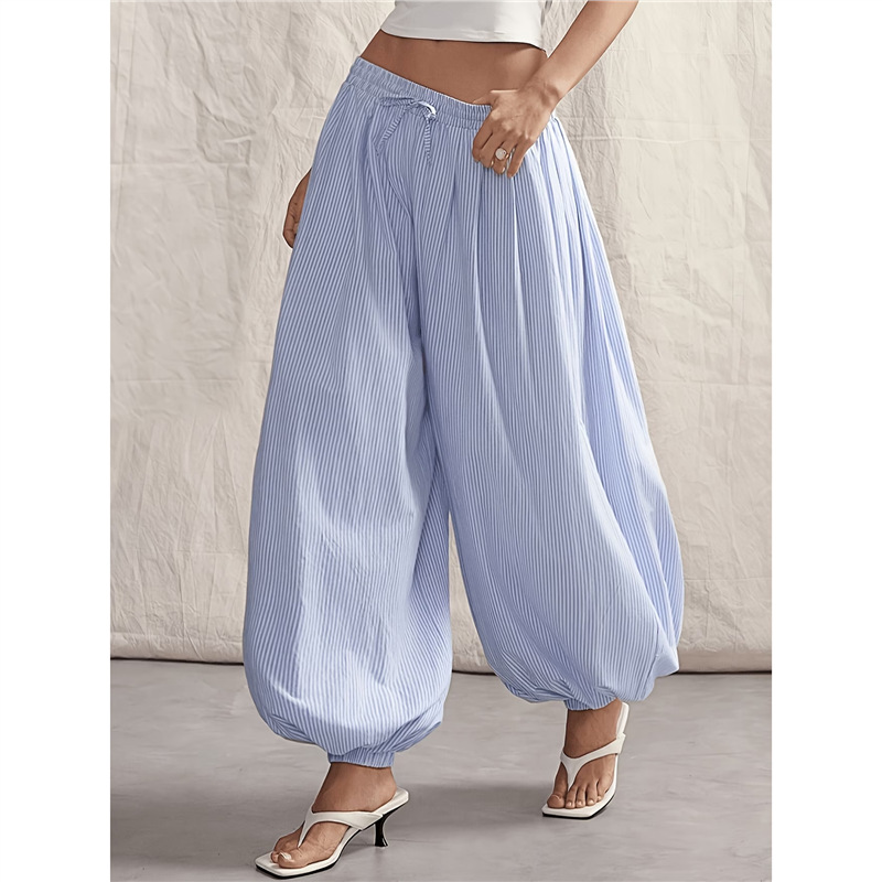Striped Lantern Pants Casual Streetwear Loose Tapered