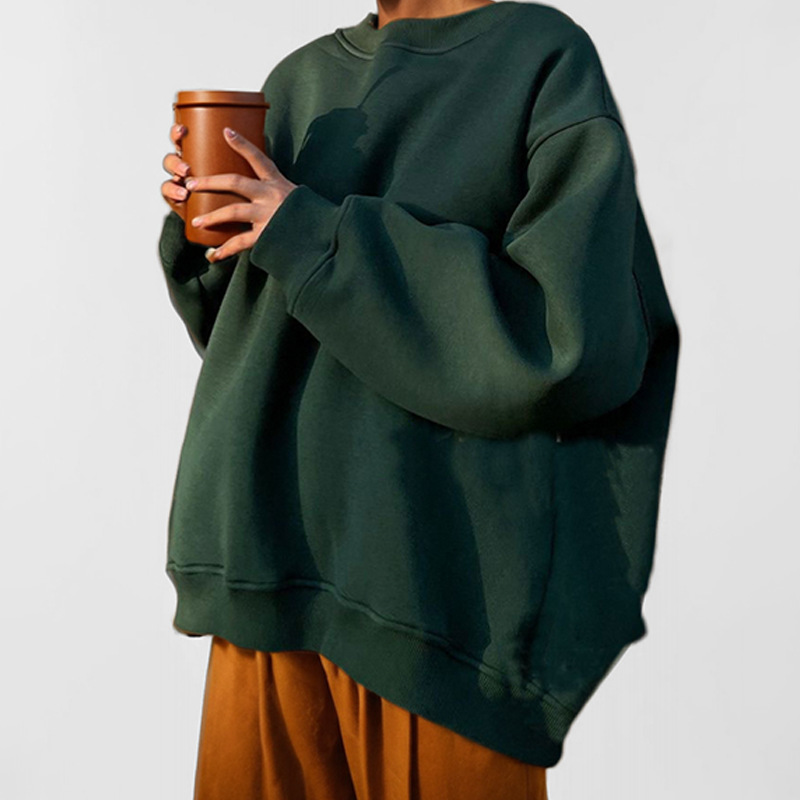 Women's Loose Crewneck Solid Pullover Sweatshirt