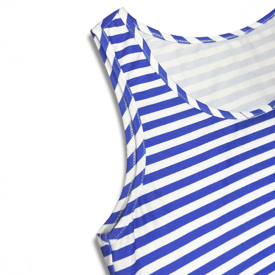 Striped Print Sleeveless Tank Dress Round Neck Casual Women's Dress