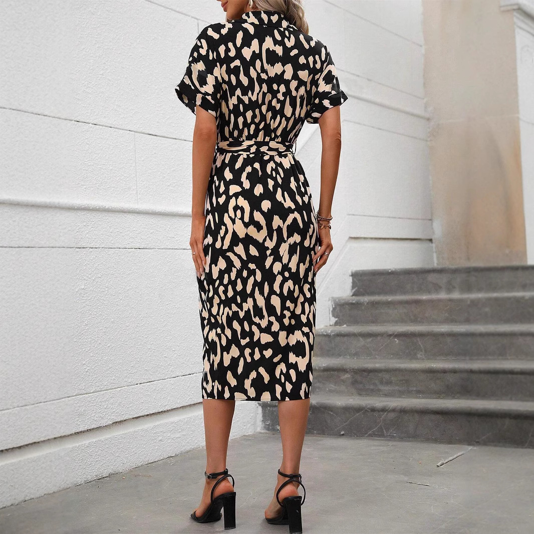 Floral Print Short Sleeve A-Line Dress