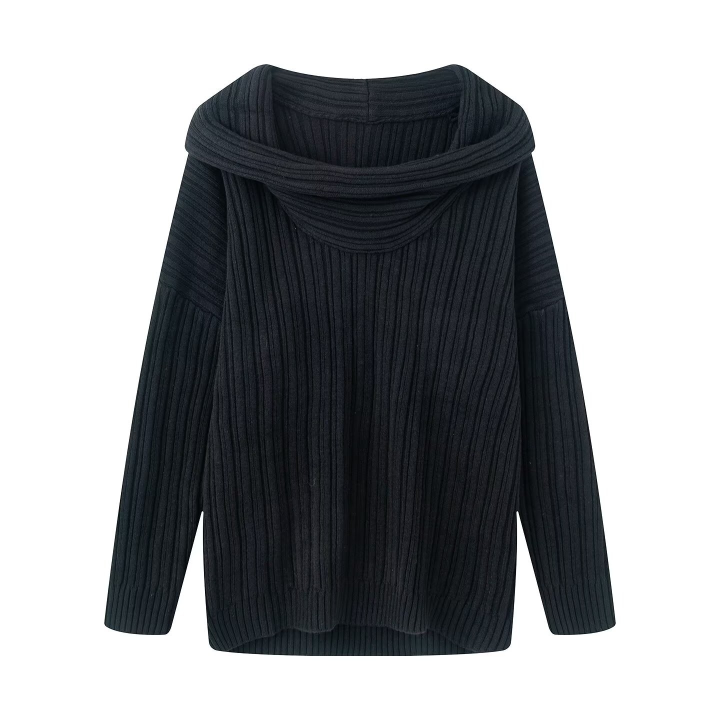 Off-Shoulder Solid Color Loose Fit Top