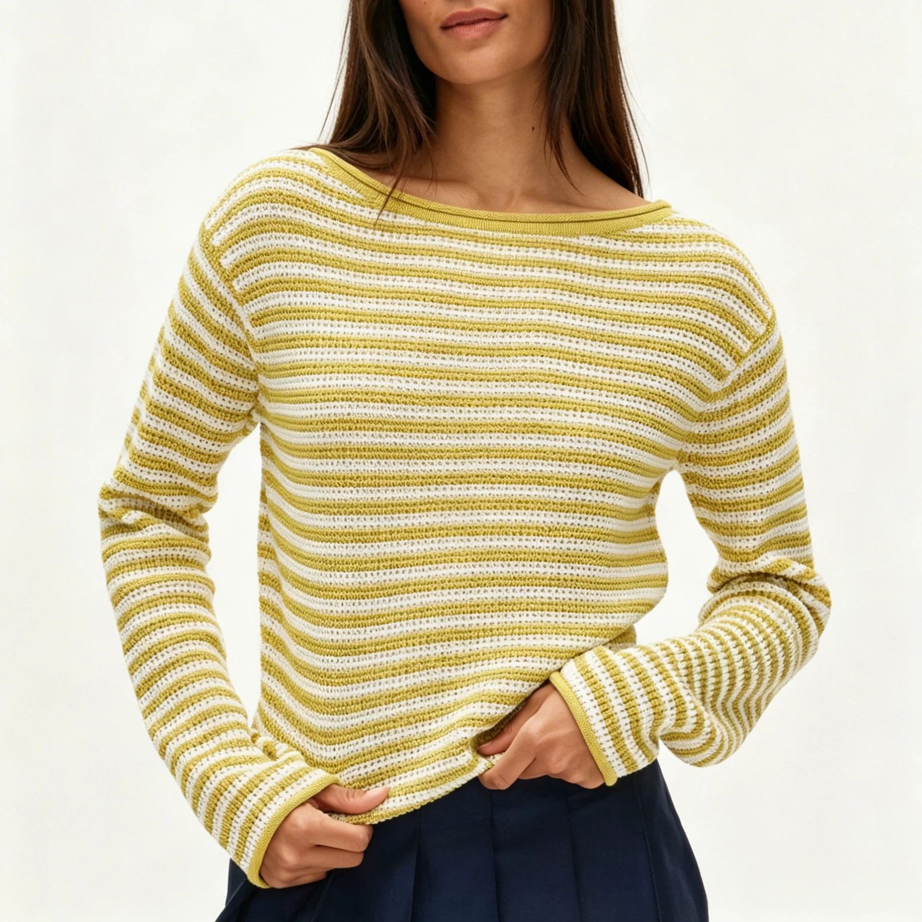 Striped Crewneck Pullover Sweater