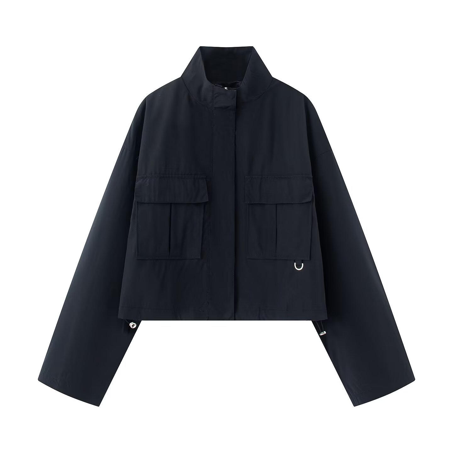 Women's Loose High Neck Zip Jacket with Pockets