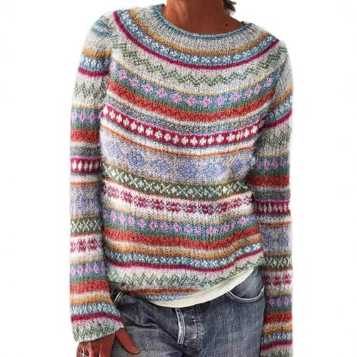 Women's Striped Paw Print Tribal Graphic Crewneck Sweatshirt