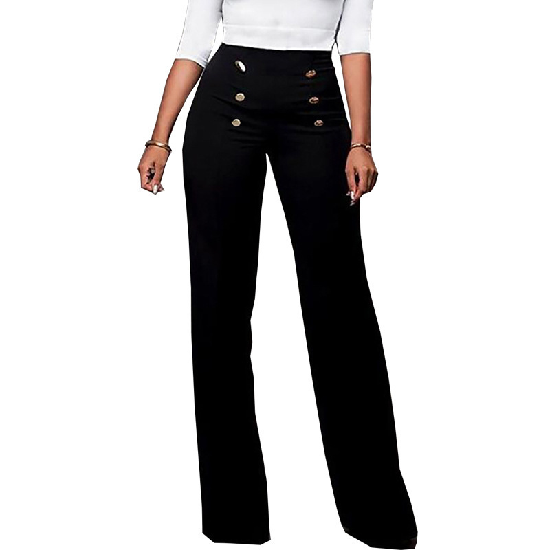 Women's Casual Solid Color Button Micro Flare Pants