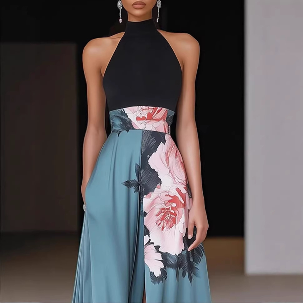 Sleeveless Digital Print Maxi Dress