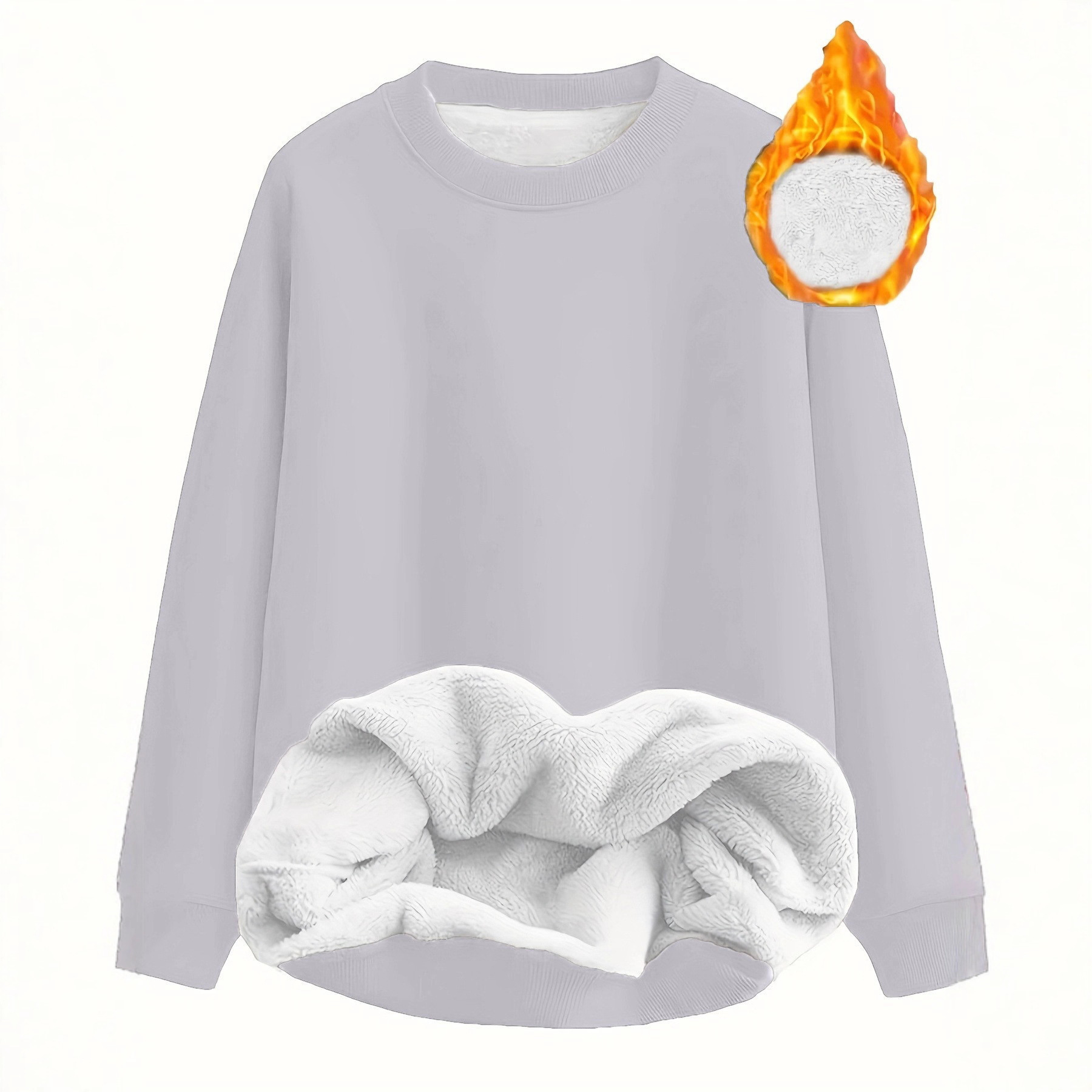 Women's Solid Color Long Sleeve Crewneck Pullover Sweatshirt