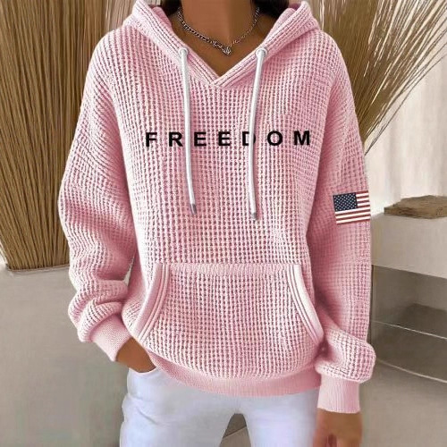 Women's Freedom Peace American Flag Print Hoodie