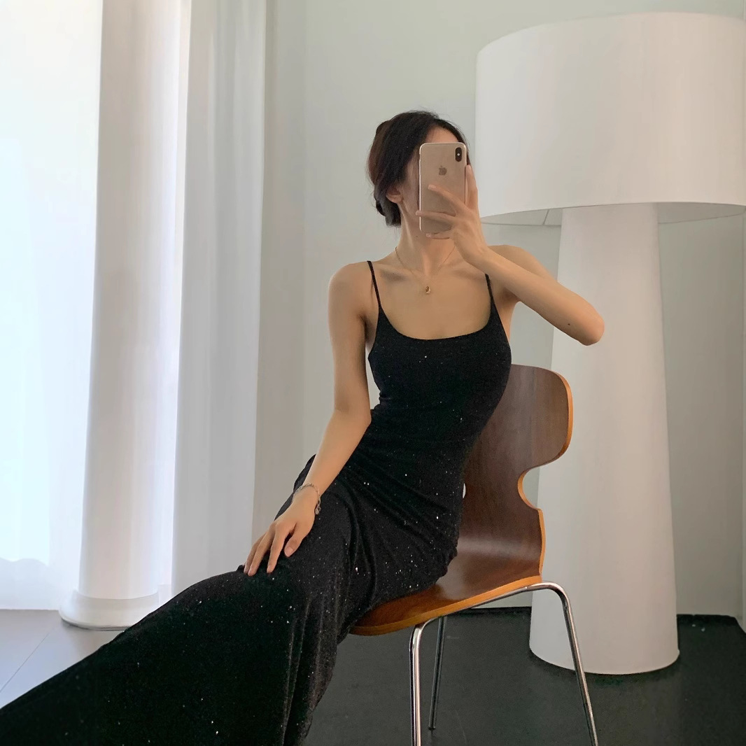 Women's Double-Layer Sequin Mermaid Cami Dress