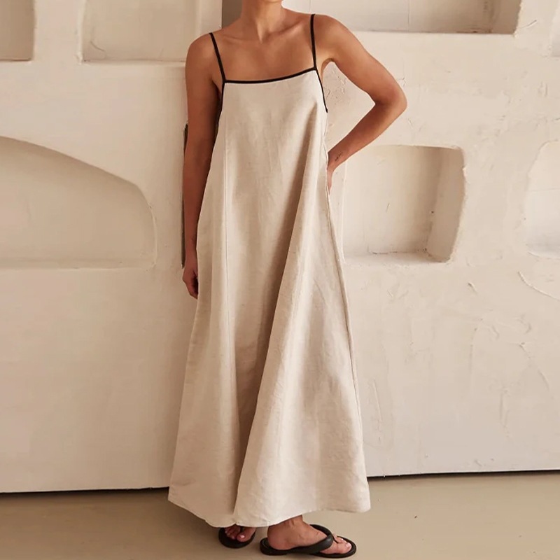 Women's Solid Color Sleeveless Cami Maxi Dress