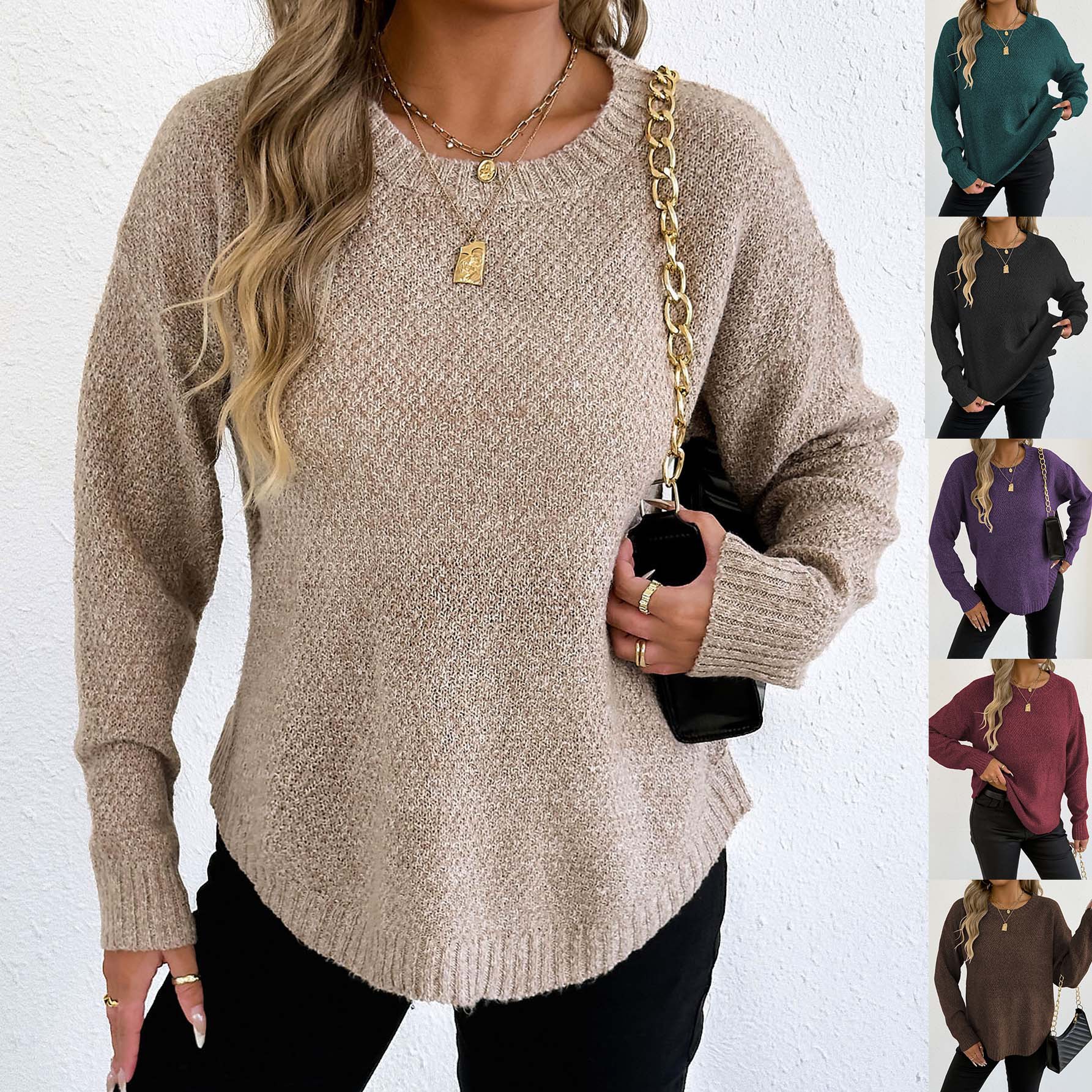 Women's Marled Knit Crewneck Pullover Sweater