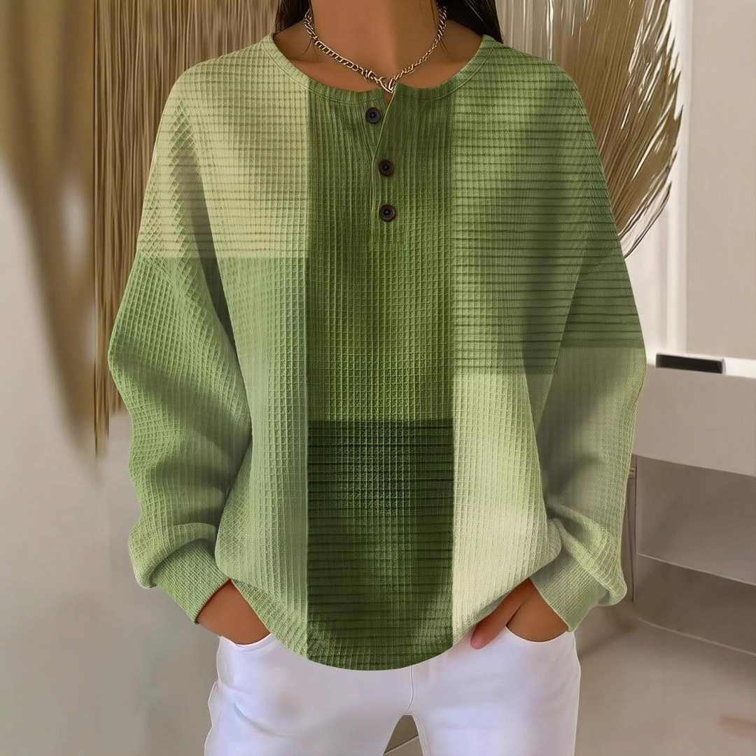 Women's Plaid Tree Floral Polka Dot Print Button Sweatshirt